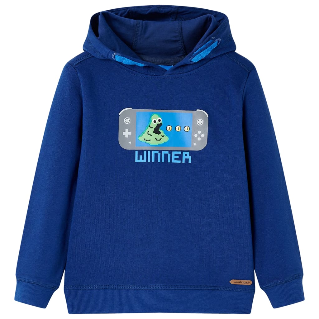 Pull pour enfants vidaxl avec capuche 104 bleu foncé