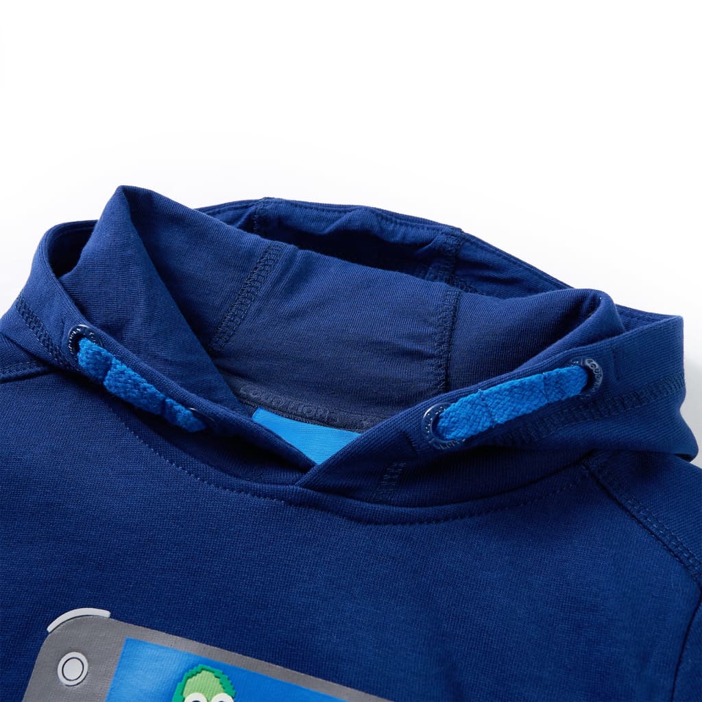 Pull pour enfants vidaxl avec capuche 128 bleu foncé