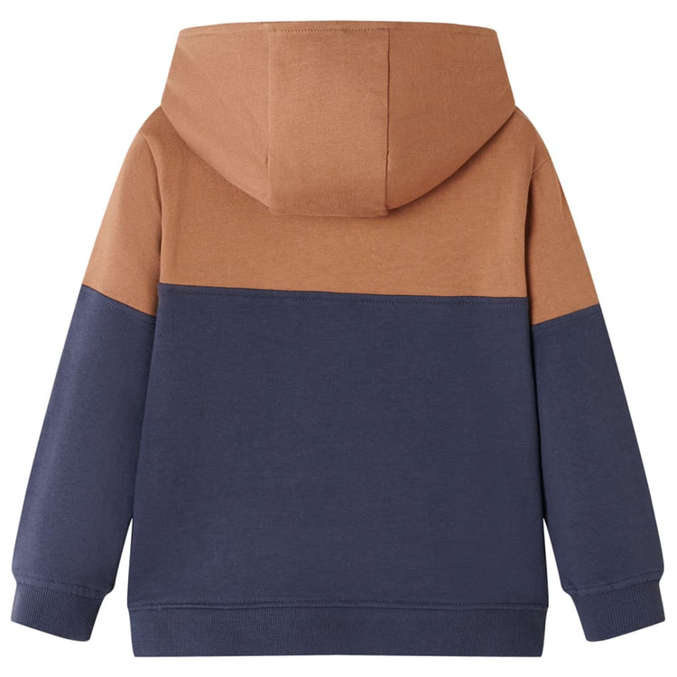Vidaxl Kindersweater avec capuche demi-fermeture à glissière 140 anthracites cognac colorés