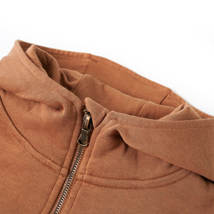 Vidaxl Kindersweater avec capuche demi-fermeture à glissière 140 anthracites cognac colorés