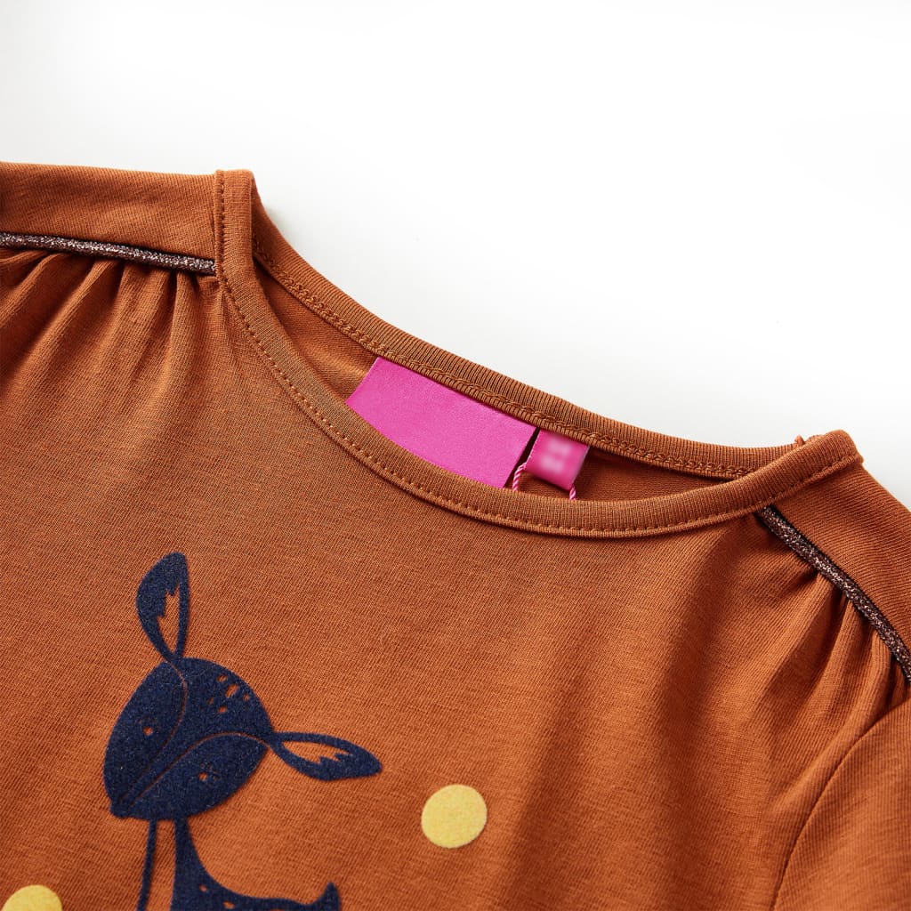 Vidaxl Child's Shirt à manches longues 128 colored cognac