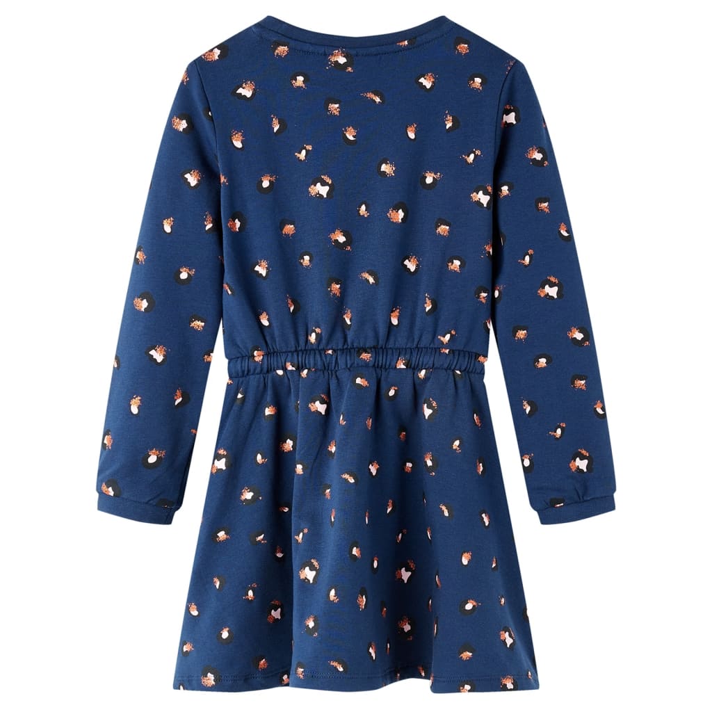 Vidaxl Robe pour enfants à manches longues 128 bleu marine