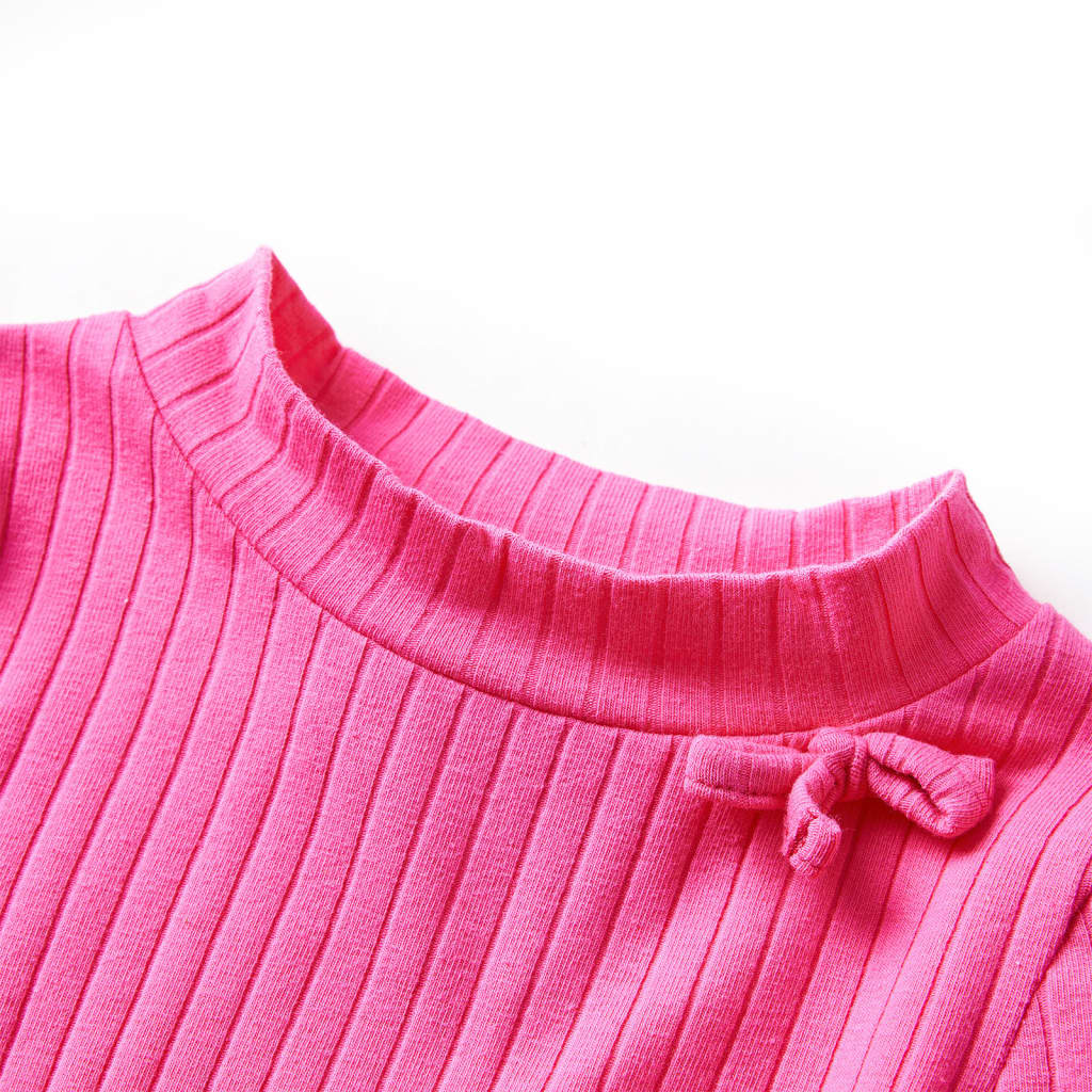 Vidaxl Child's Shirt avec manches longues nervurées 92 Rose vif