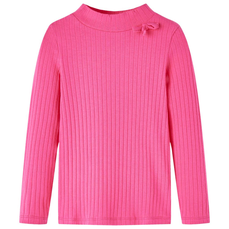 Vidaxl Child's Shirt avec manches longues nervurées 128 rose vif