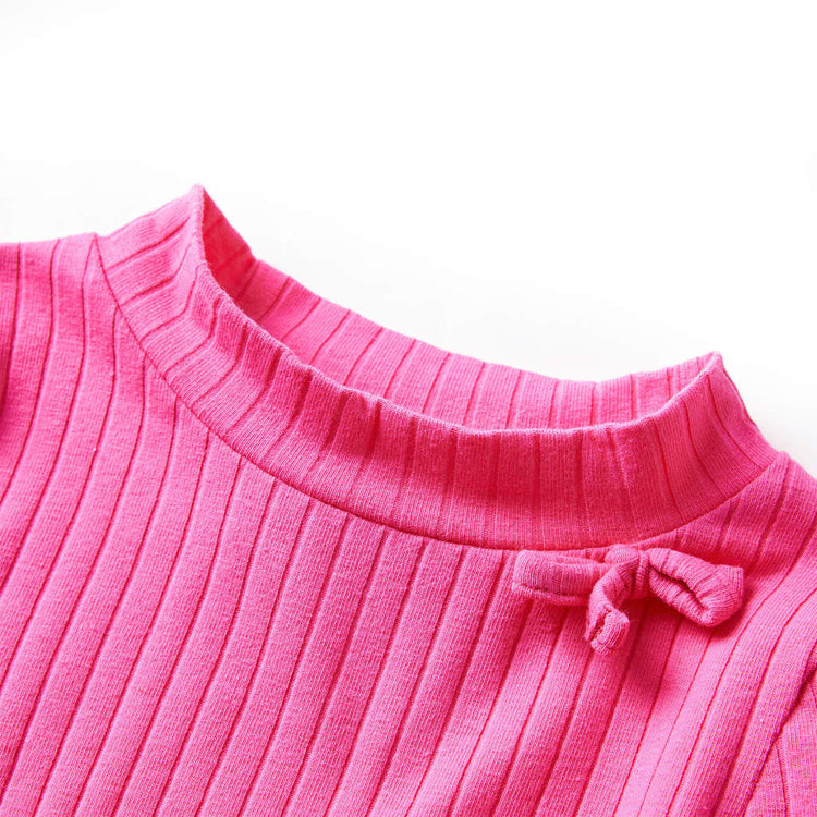 Vidaxl Child's Shirt avec manches longues nervurées 128 rose vif
