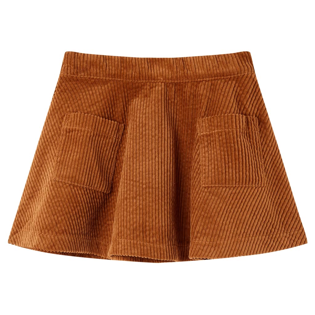 Vidaxl Jupe pour enfants avec sacs de Velvet de côte 140 cognac coloré