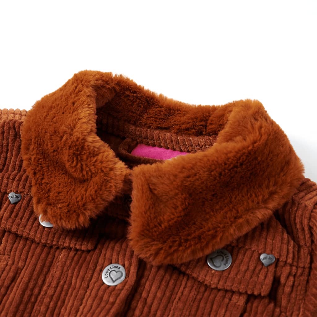 Vidaxl Children's Jacket 104 Rib Velvet Cognac colored