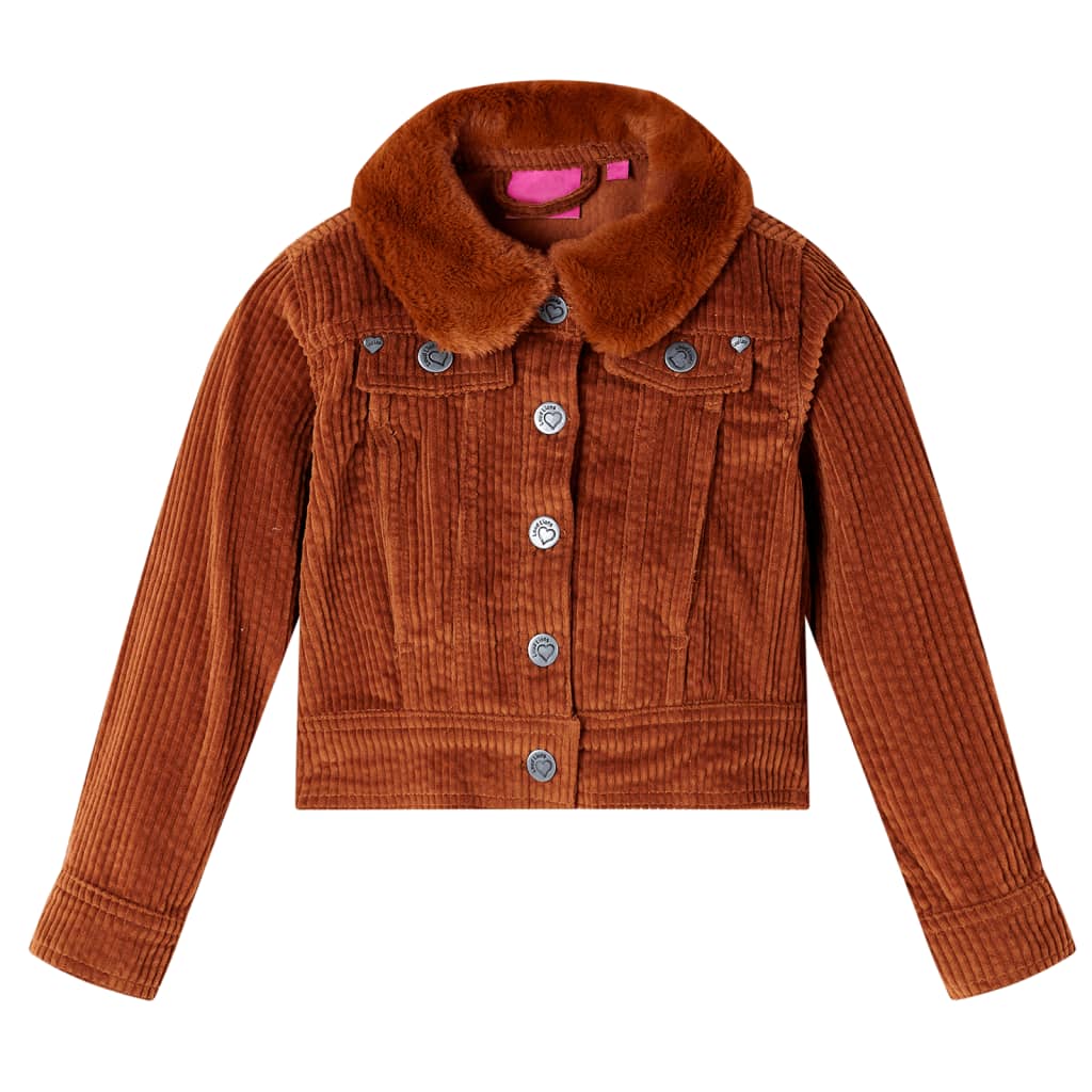 Veste pour enfants vidaxl 128 Rib Velvet Cognac colored