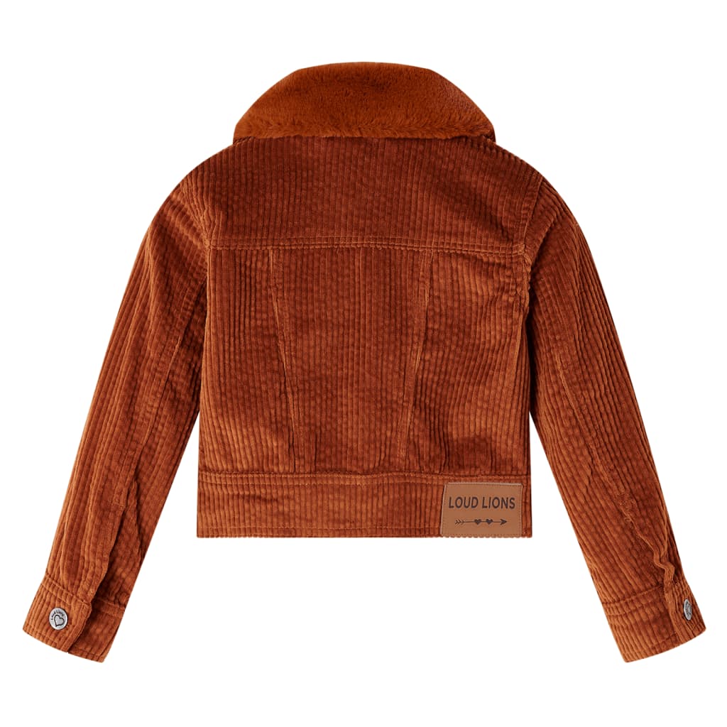 Vidaxl Children's Jacket 140 Rib Velvet Cognac colored