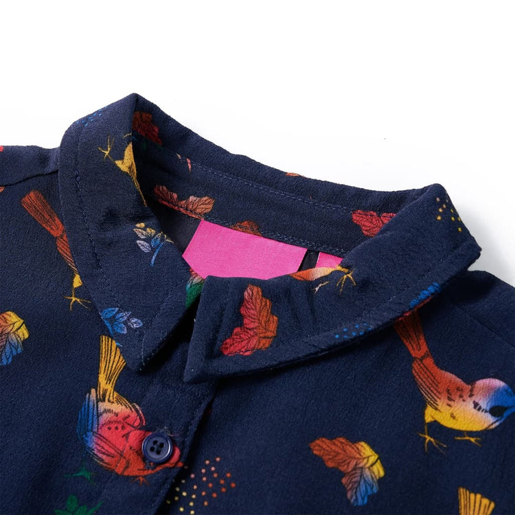 Vidaxl Robe pour enfants à manches longues 116 bleu marine