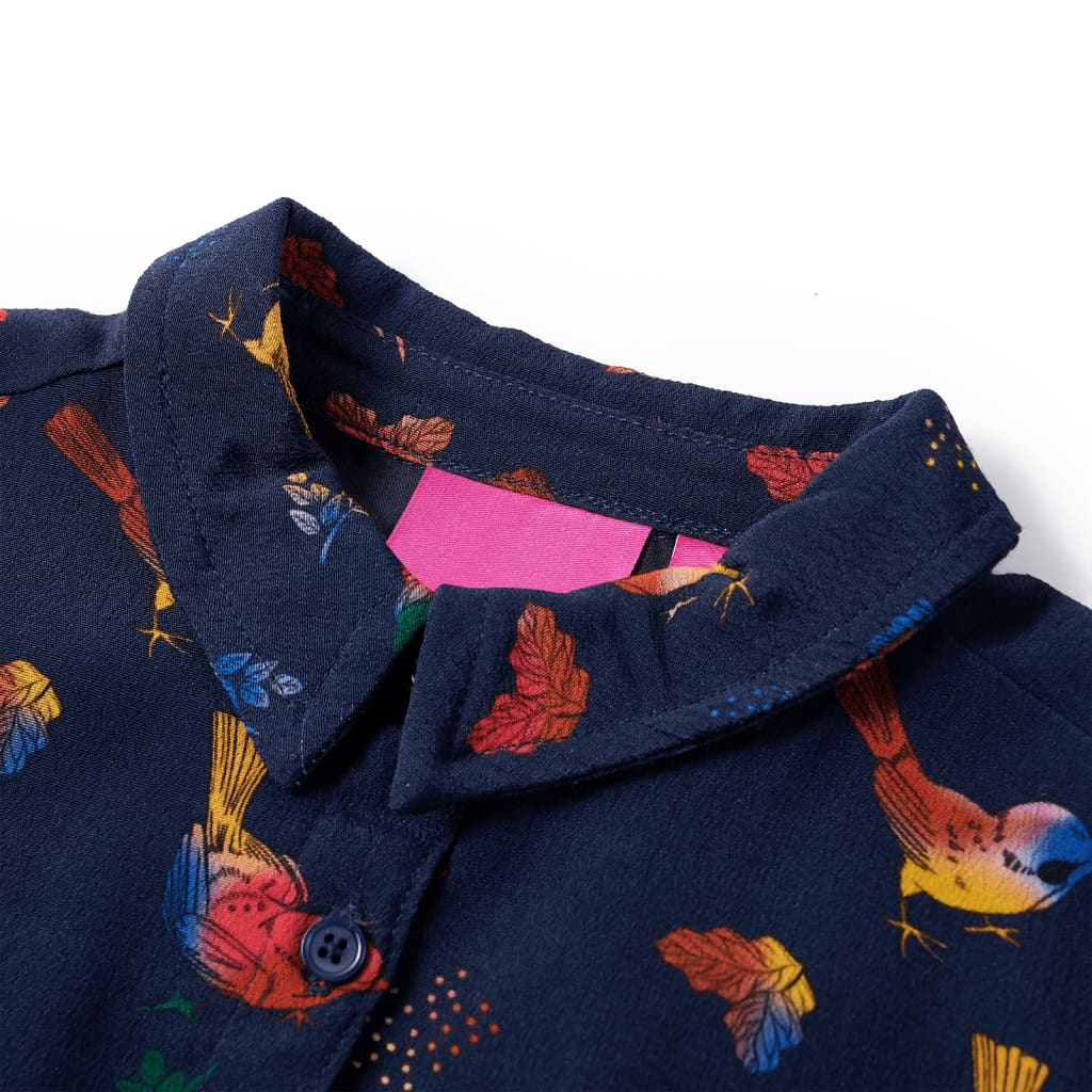 Vidaxl Robe pour enfants à manches longues 140 bleu marine