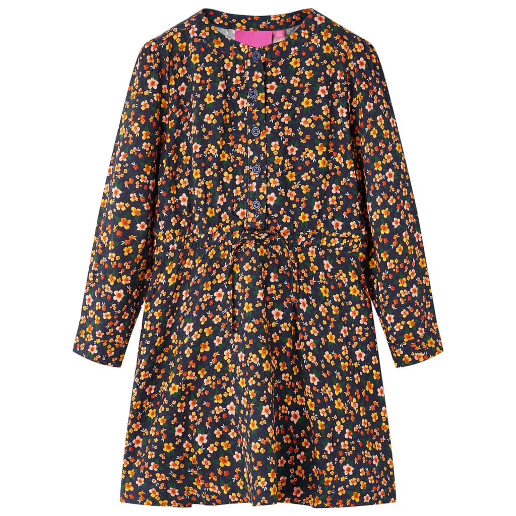 Vidaxl Robe pour enfants à manches longues 128 bleu marine