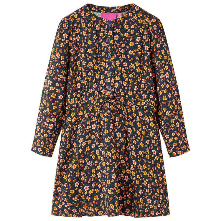 Vidaxl Robe pour enfants à manches longues 128 bleu marine