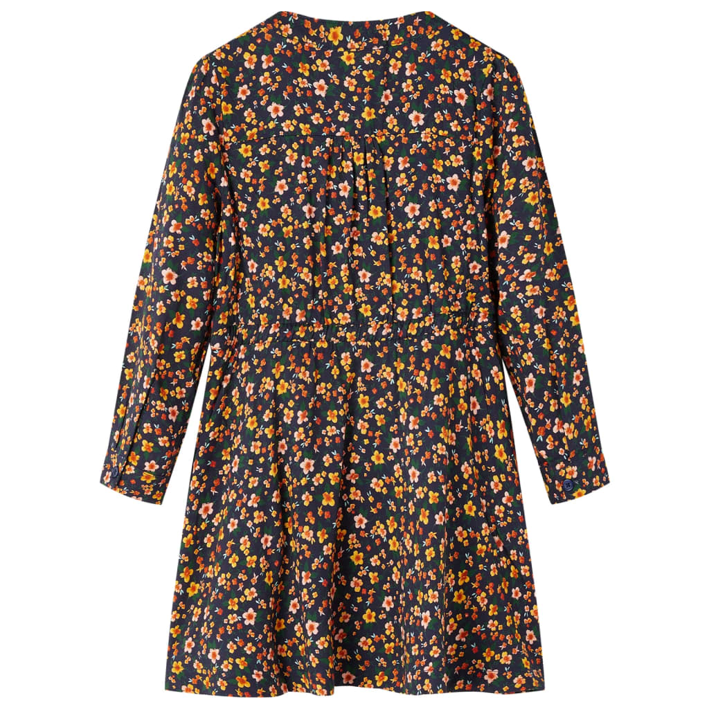 Vidaxl Robe pour enfants à manches longues 128 bleu marine