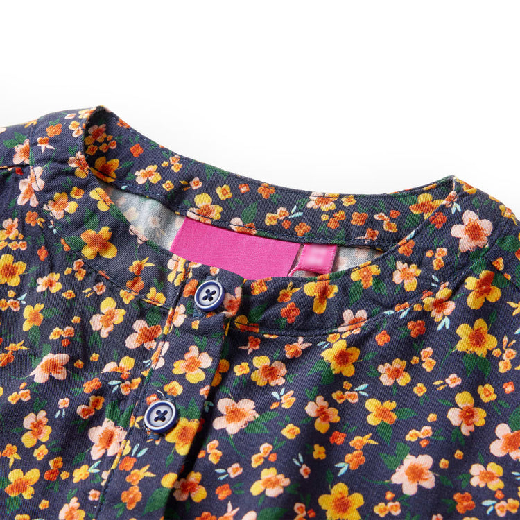 Vidaxl Robe pour enfants à manches longues 128 bleu marine
