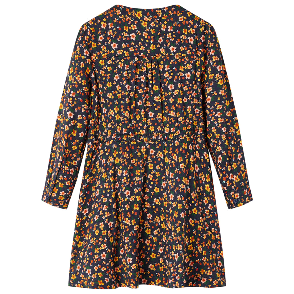 Vidaxl Robe pour enfants à manches longues 140 bleu marine
