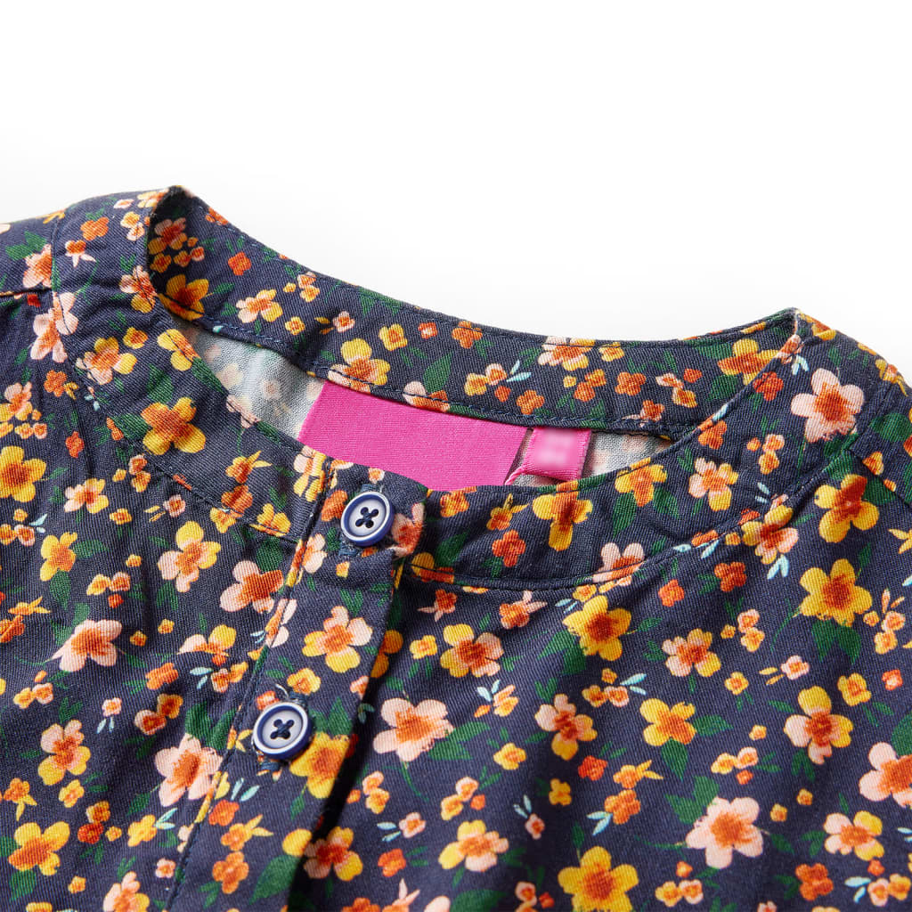Vidaxl Robe pour enfants à manches longues 140 bleu marine