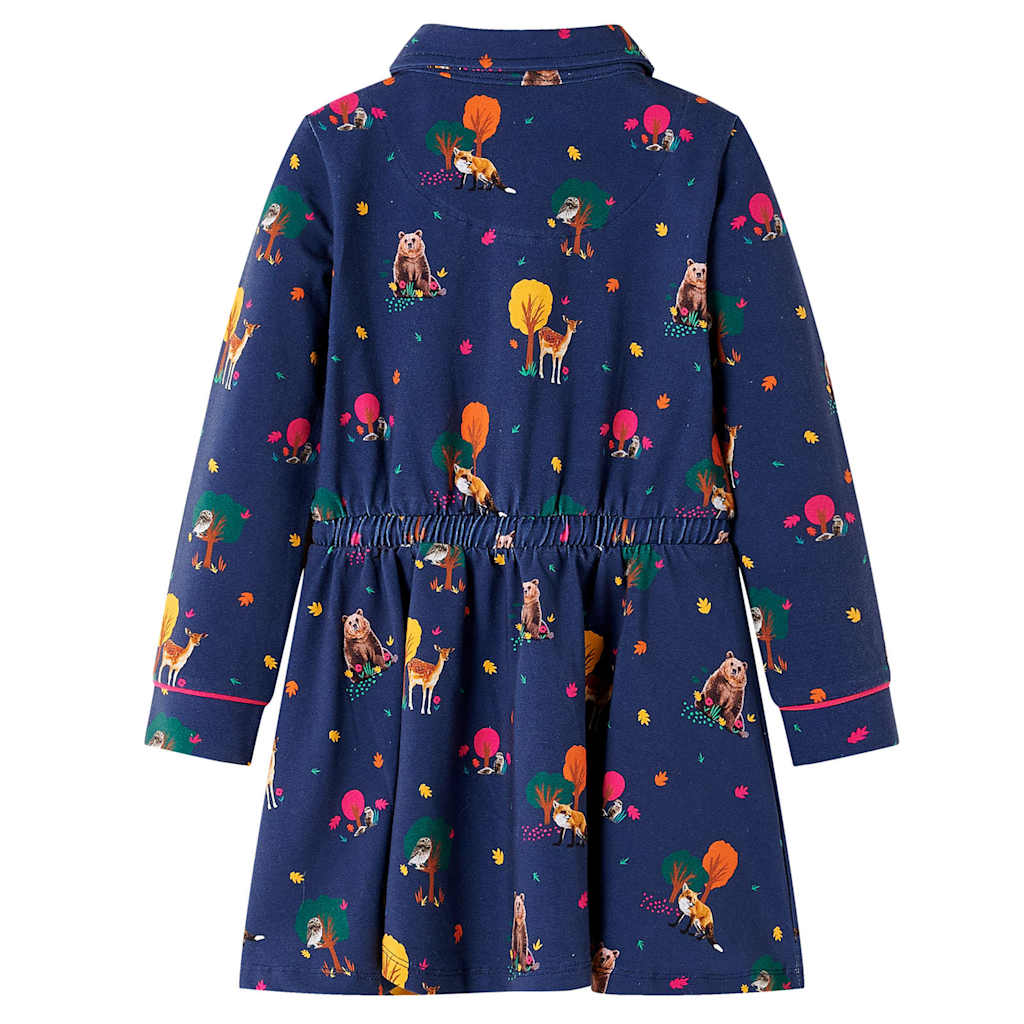 Vidaxl Robe pour enfants à manches longues et à cordon 92 bleu marine