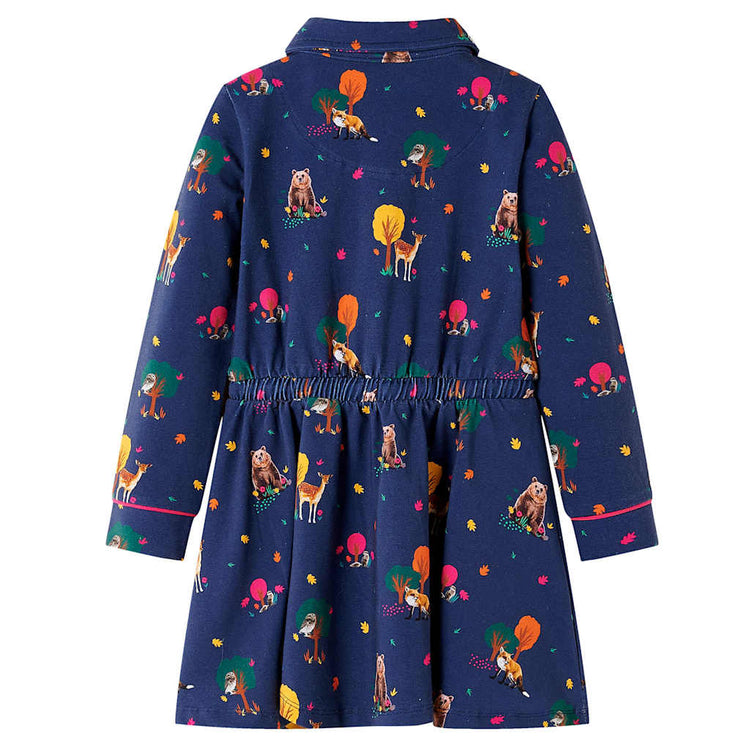 Vidaxl Robe pour enfants à manches longues et à cordon 92 bleu marine