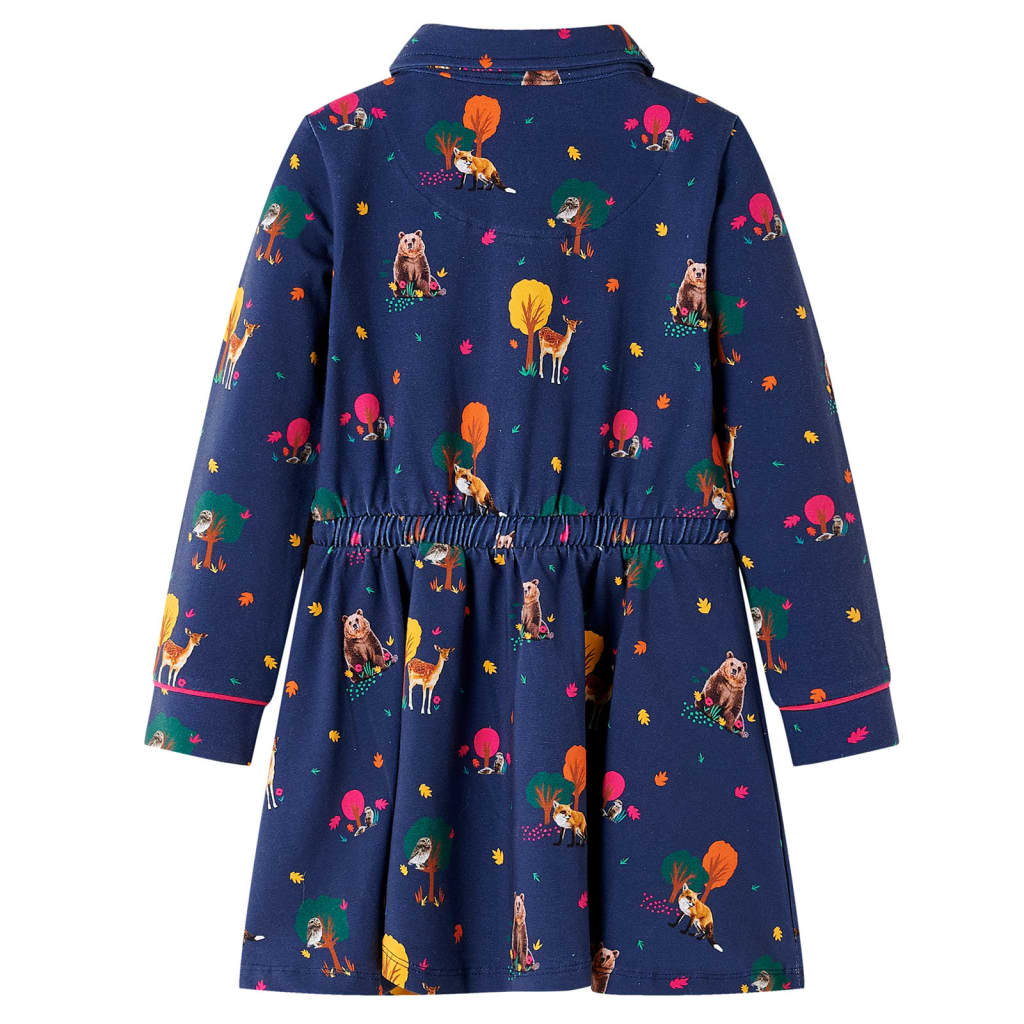 Vidaxl Robe pour enfants à manches longues et à cordon 104 bleu marine