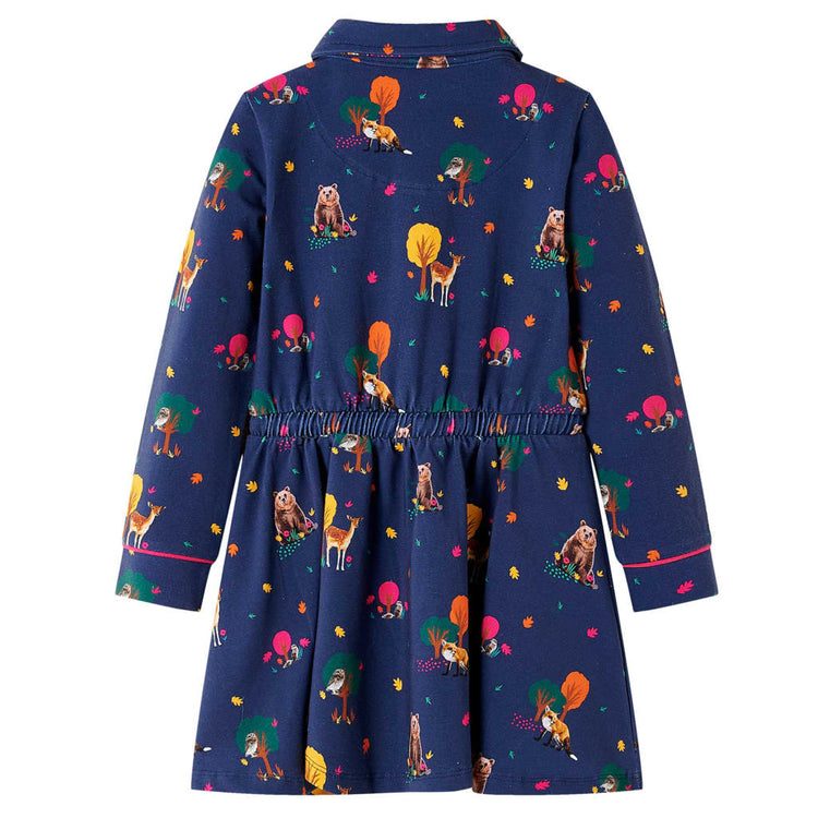 Vidaxl Robe pour enfants à manches longues et à cordon 104 bleu marine