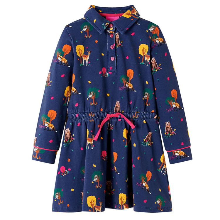 Vidaxl Robe pour enfants manches longues et cordon de crampon 116 bleu marine