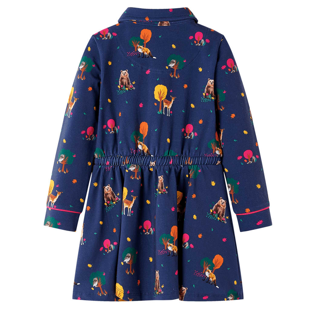 Vidaxl Robe pour enfants manches longues et cordon de crampon 128 bleu marine