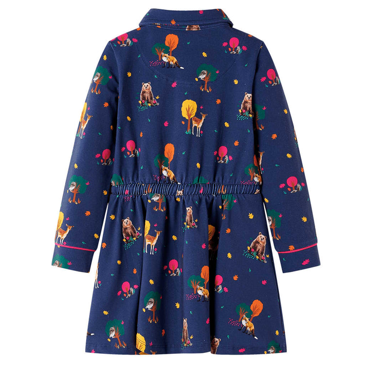 Vidaxl Robe pour enfants manches longues et cordon de crampon 128 bleu marine