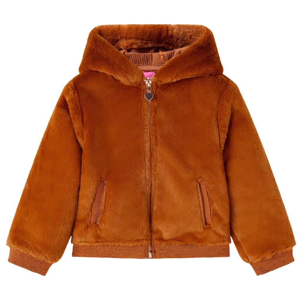 Veste pour enfants Vidaxl avec capuche 140 Véhicule artificiel cognac coloré