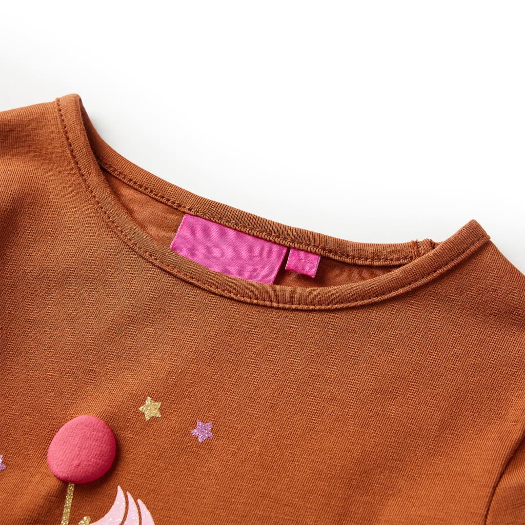 Vidaxl Child's Shirt avec manches longues 140 colorée cognac