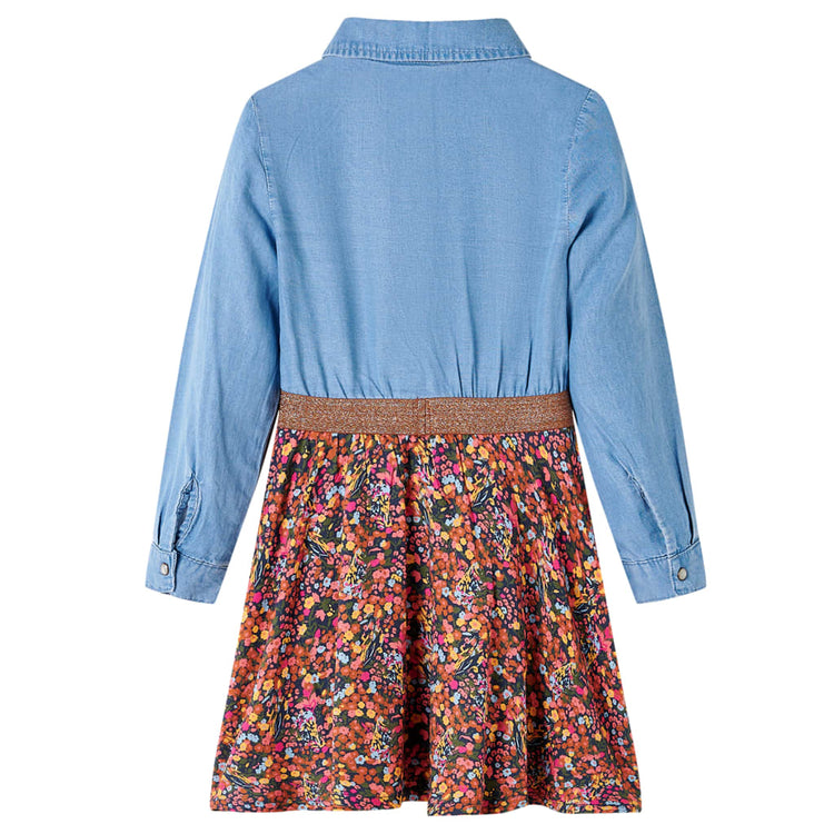 Vidaxl Robe pour enfants à manches longues 92 bleu marine et bleu denim