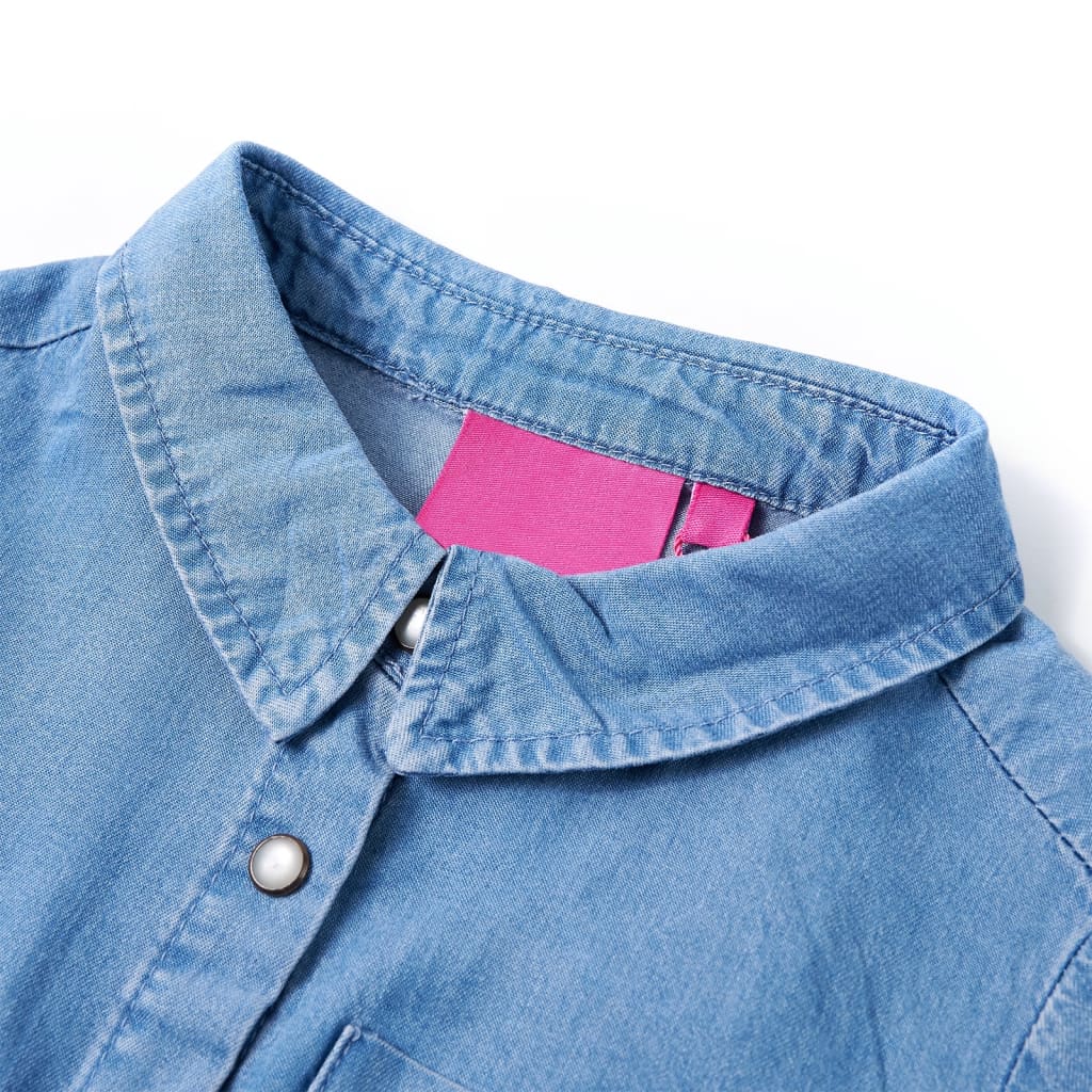 Vidaxl Robe pour enfants à manches longues 92 bleu marine et bleu denim