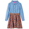 Vidaxl Robe pour enfants à manches longues 128 bleu marine et bleu denim