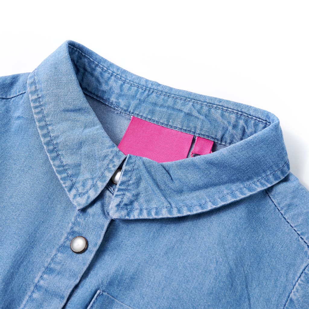 Vidaxl Robe pour enfants à manches longues 140 bleu marine et bleu denim