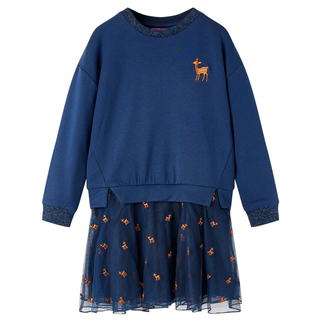 Vidaxl Robe pour enfants à manches longues 92 bleu marine