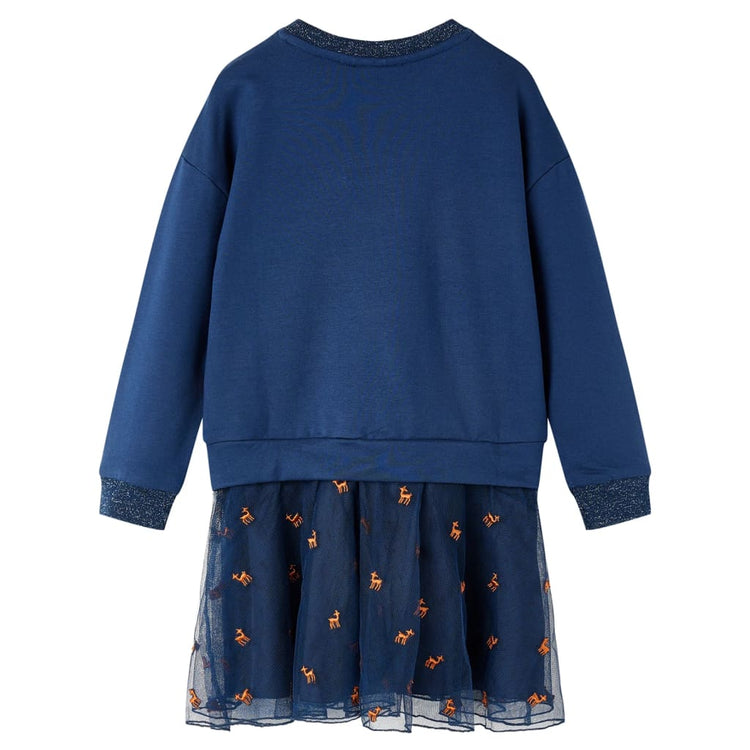 Vidaxl Robe pour enfants à manches longues 128 bleu marine