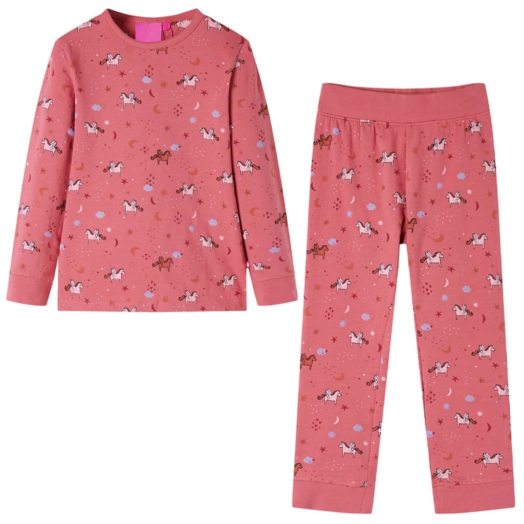 Vidaxl Pyjama pour enfants à manches longues 128 vieux rose