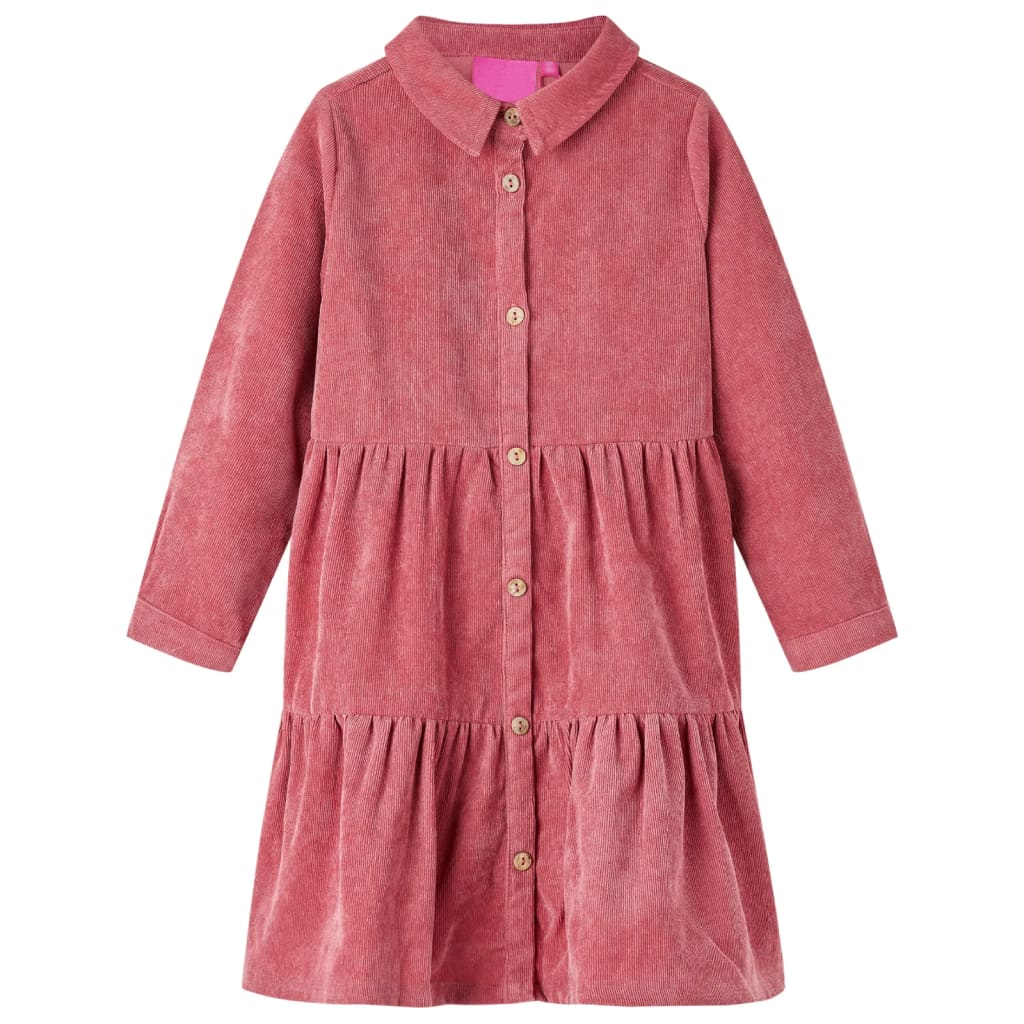Vidaxl Robe pour enfants avec manches longues Velvet 92 Old Rose