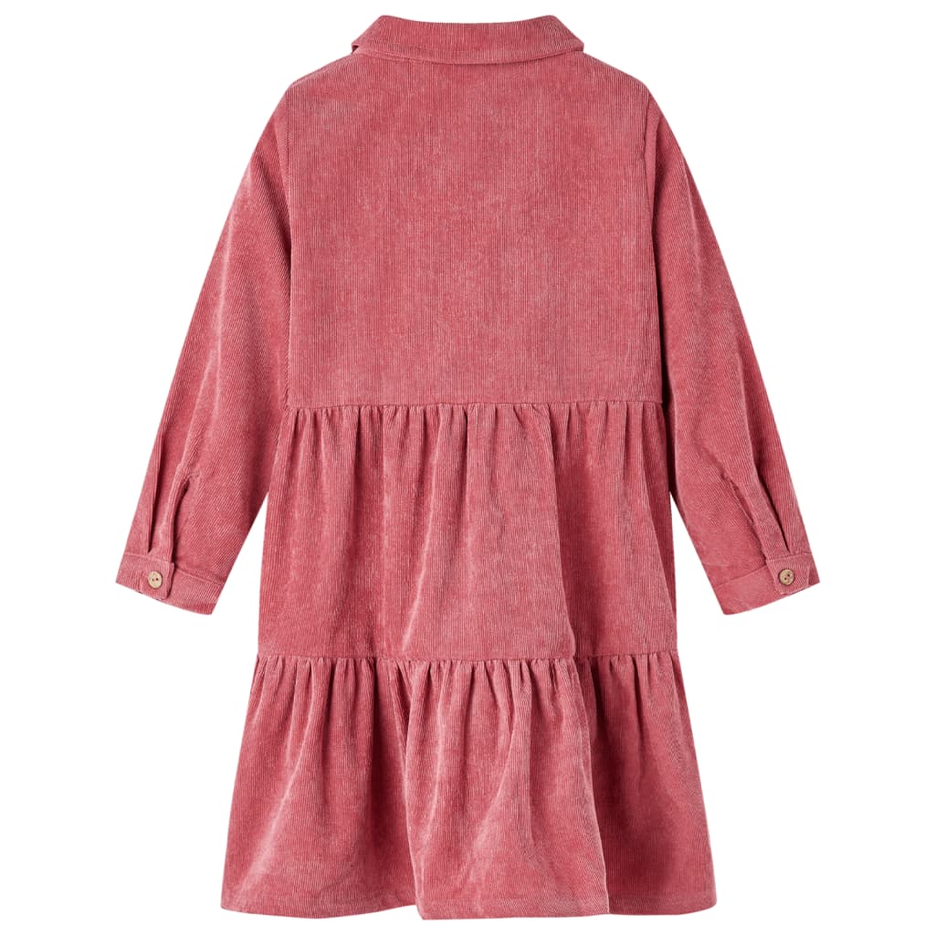 Vidaxl Robe pour enfants à manches longues Velvet Rib 128 Old Pink