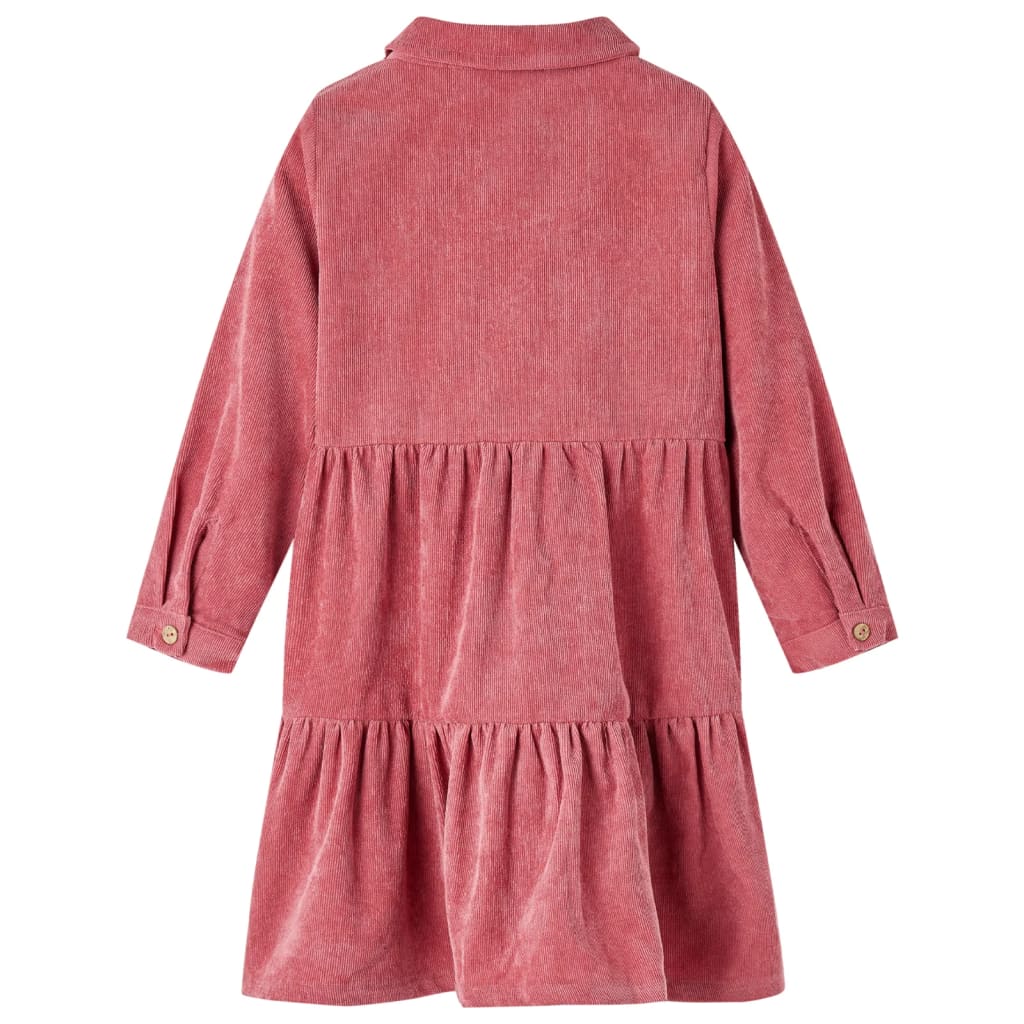 Vidaxl Robe pour enfants avec manches longues Velvet 140 Old Rose