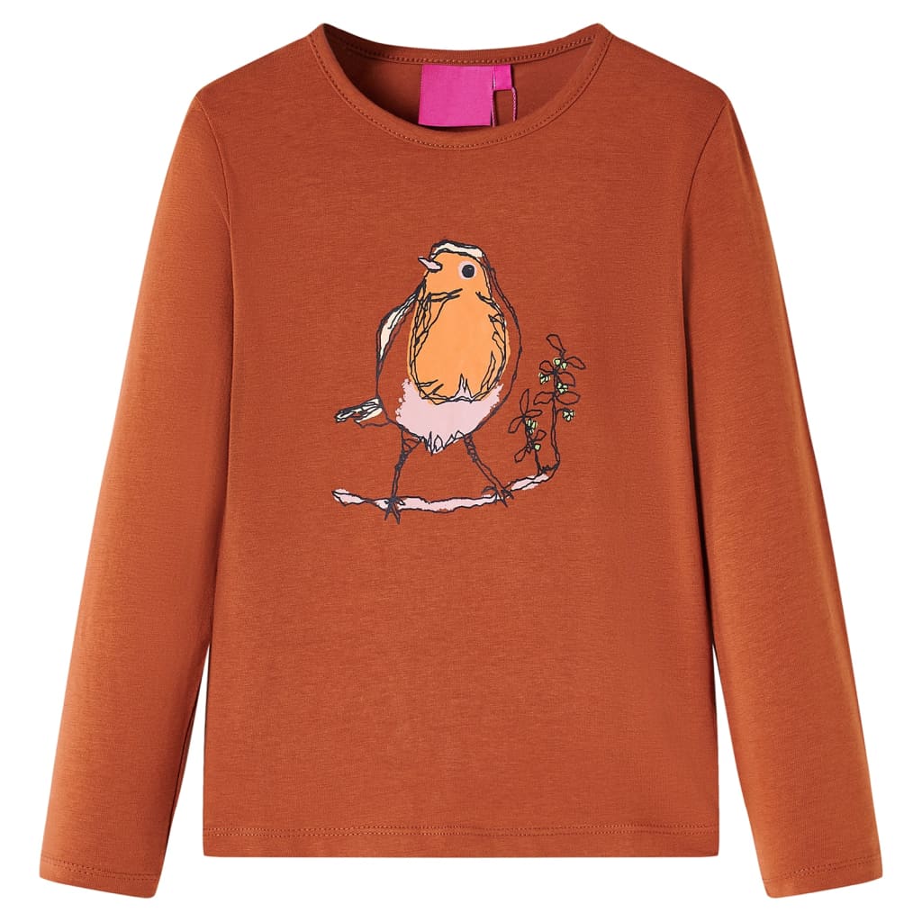 Vidaxl Child's Shirt avec manches longues 140 colorée cognac