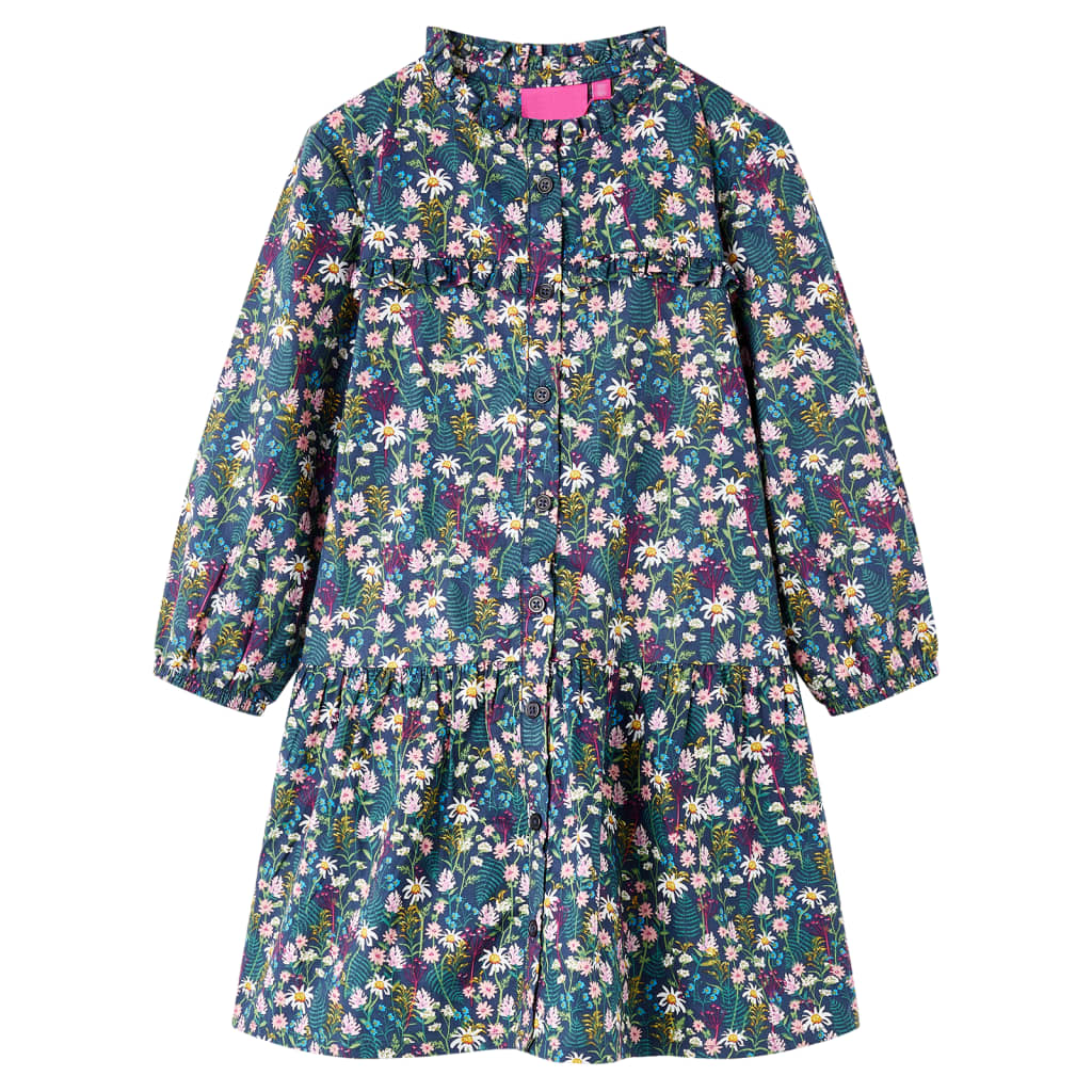Vidaxl Robe pour enfants à manches longues 104 bleu foncé