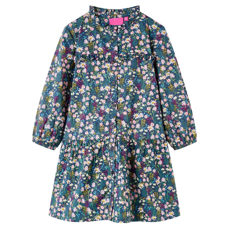 Vidaxl Robe pour enfants à manches longues 104 bleu foncé