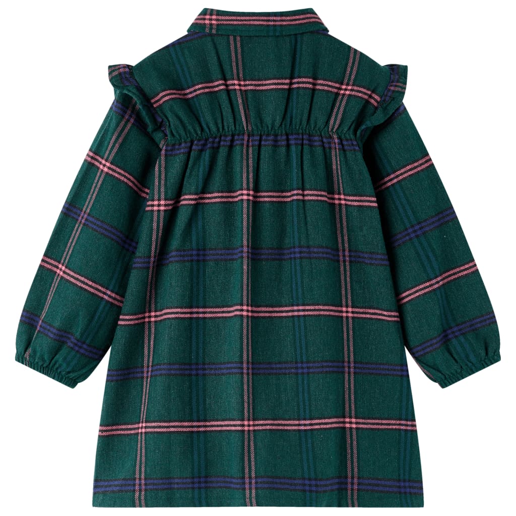 Vidaxl Robe pour enfants à manches longues et volants 92 vert foncé