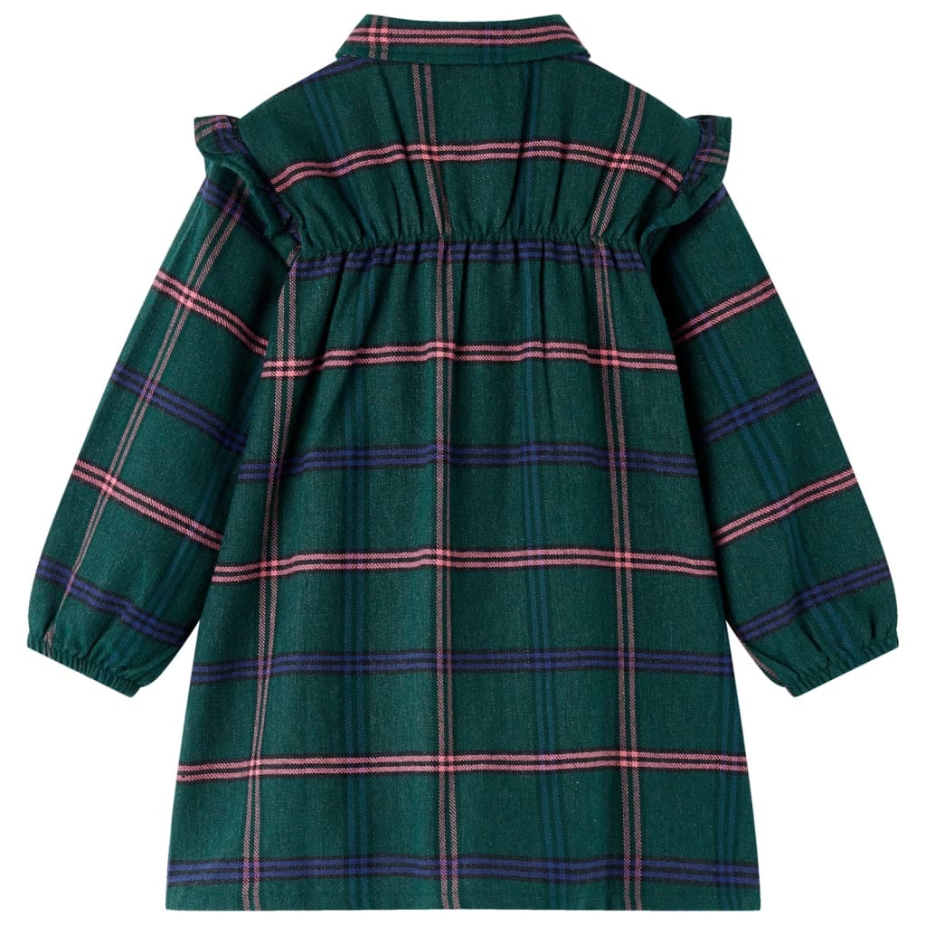 Vidaxl Robe pour enfants avec manches longues et volants 128 vert foncé