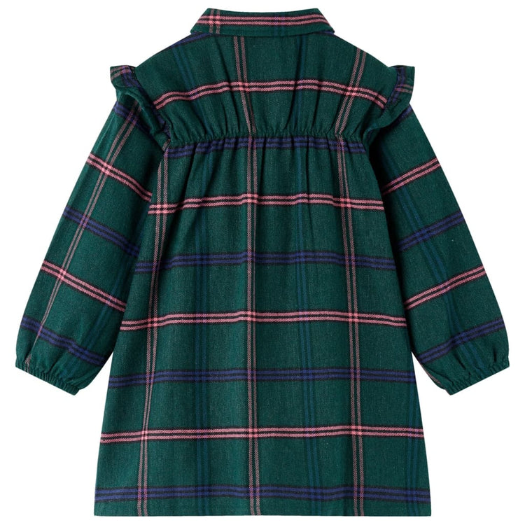 Vidaxl Robe pour enfants avec manches longues et volants 128 vert foncé