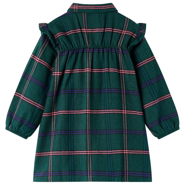 Vidaxl Robe pour enfants avec manches longues et volants 140 vert foncé