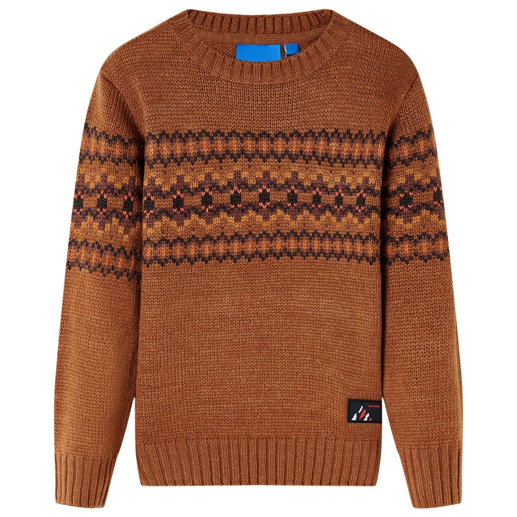 Vidaxl pull enfant tricoté 92 couleur cognac