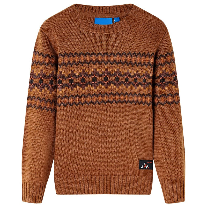 Vidaxl pull enfant tricoté 92 couleur cognac