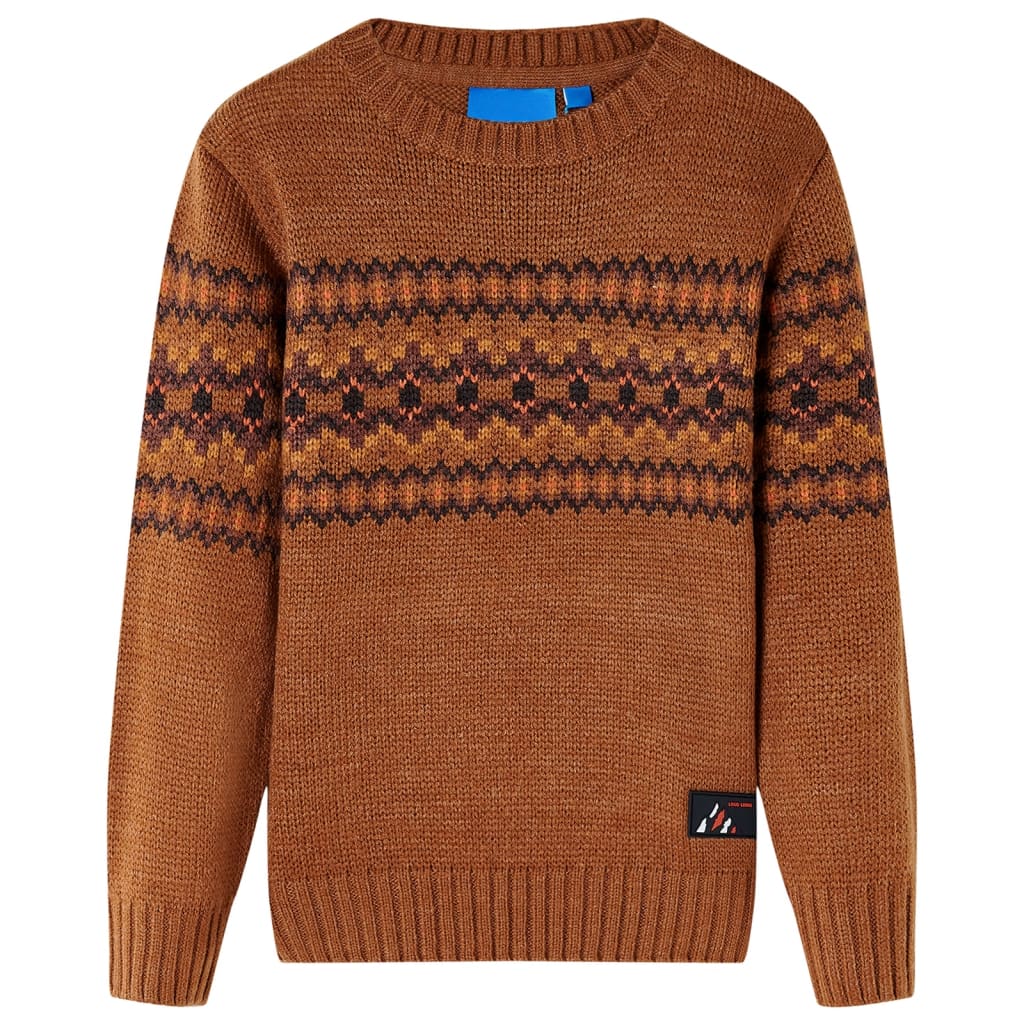 Vidaxl Child's Pull tricoté 116 cognac colored